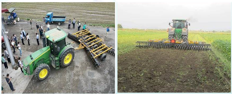 圖1、毛豆外銷專區推廣智慧型農機具，作業效率較傳統農機犁提升3倍以上。